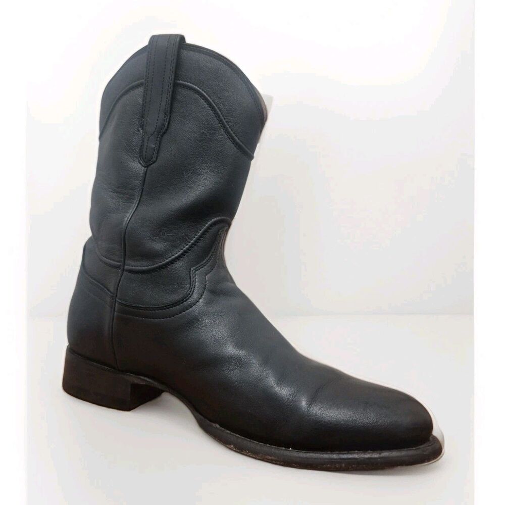 Tecovas The Earl Roper Cowboy Boots Black Premium Leather 10EE Style 1002